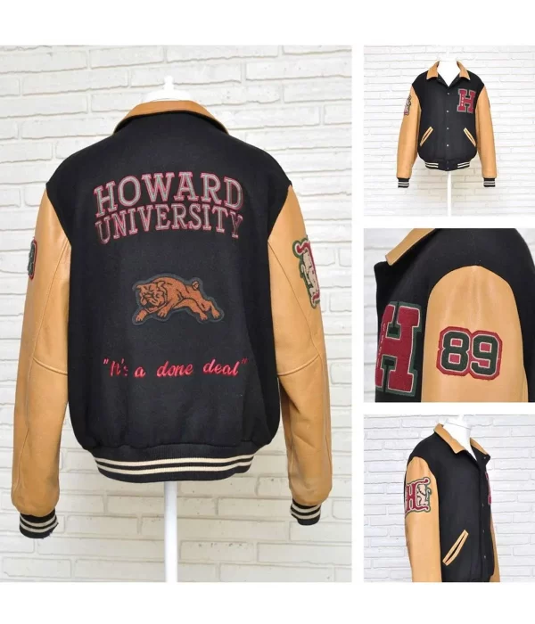 Howard University HBCU Black and Brown Letterman Jackets