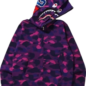 BAPE Color Camo Shark Wide Full Zip Double Hoodie