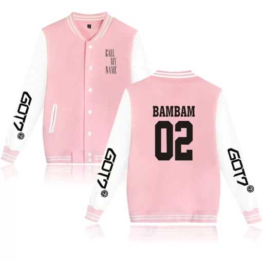 Pink Got7 Kpop Bambam Varsity Jacket