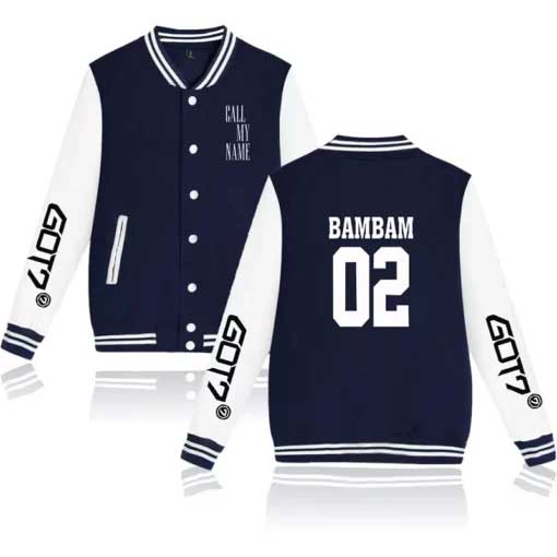 Blue Got7 Kpop Bambam Varsity Jacket