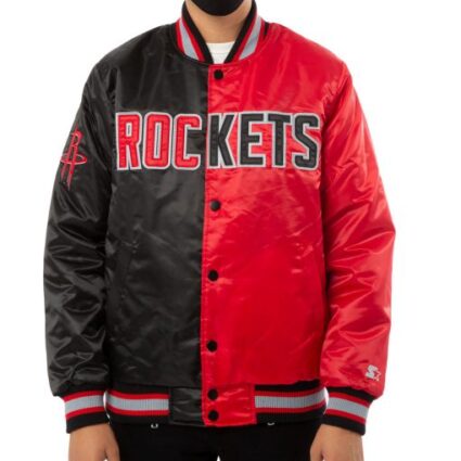 Satin Houston Rockets Red and Black Jacket