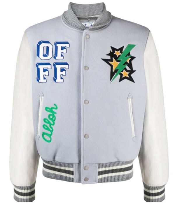 Varsity Lil Durk Magician Light Grey and White Jacket