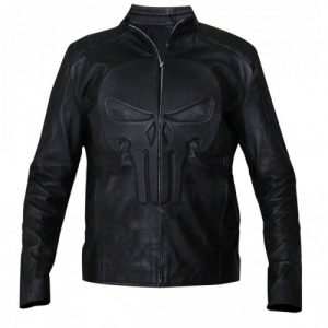 Punisher Skull Black Leather Jacket