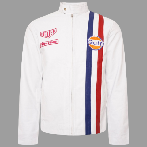 Le Mans Steve McQueen White Leather Jacket