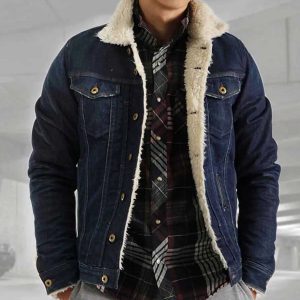 Blue Tommy Jarvis Friday The 13th Shearling Denim Jacket