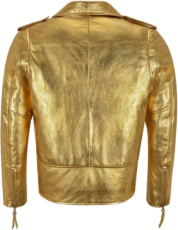 Renée Elise Goldsberry Girls5eva Gold Moto Leather Jacket