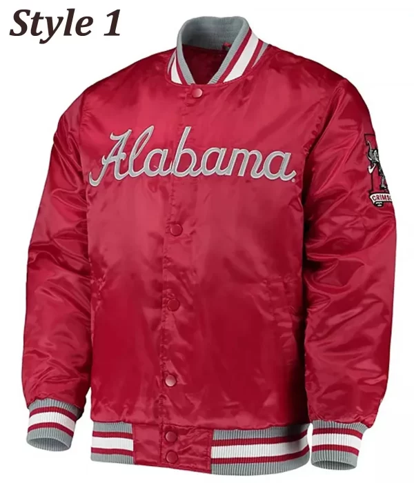 Alabama Crimson Tide Bomber Satin button Jacket