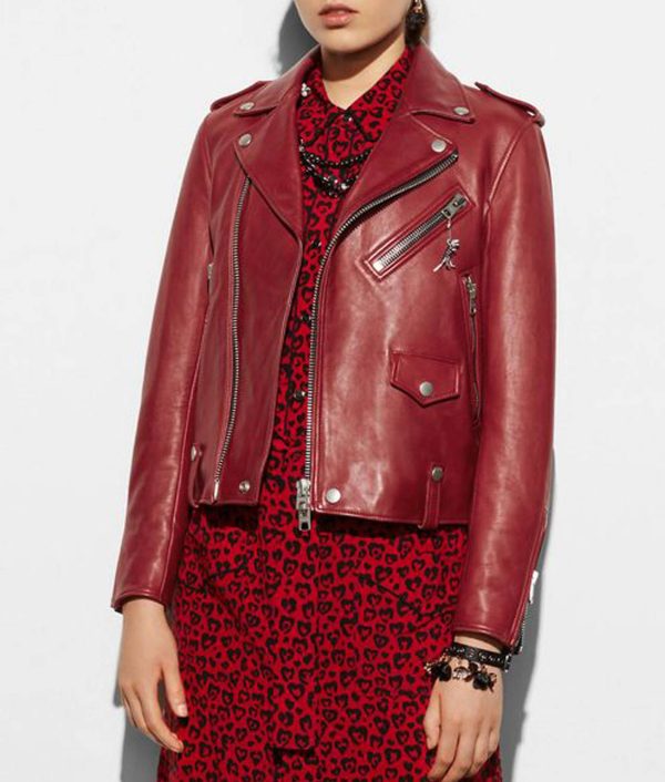 Cardinal Red Leather Moto Jacket