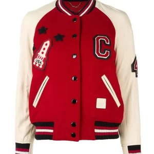 Coach Red and White Varsity Jacket