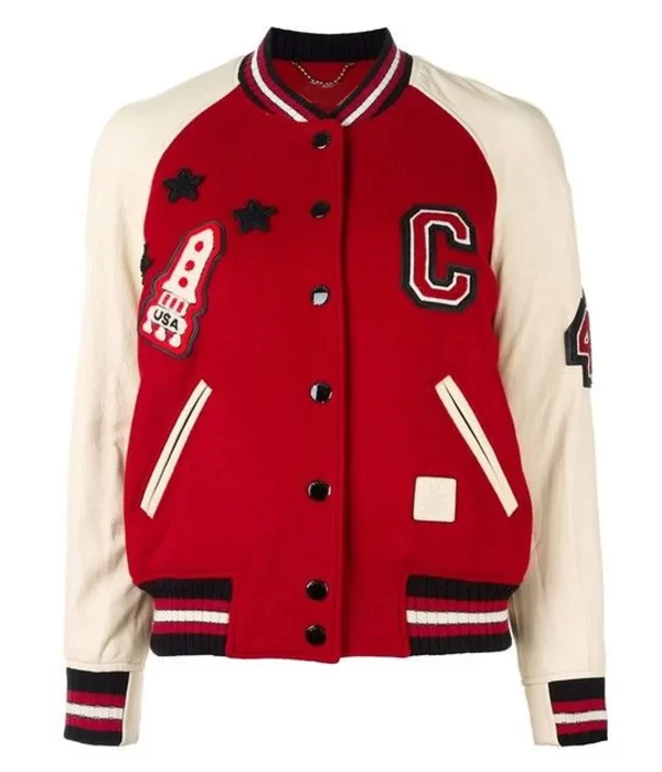 Coach Red and White Varsity Jacket