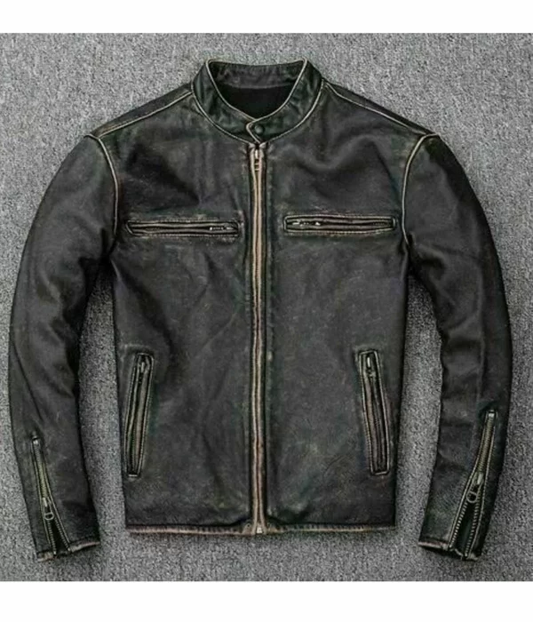 Black Men’s Faded Leather Jacket