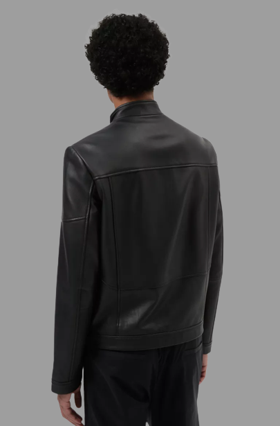 HUGO Black Biker Jacket In Nappa Leather A2 Jackets