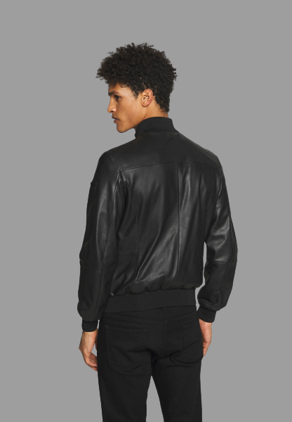 emporio armani caban black leather jacket