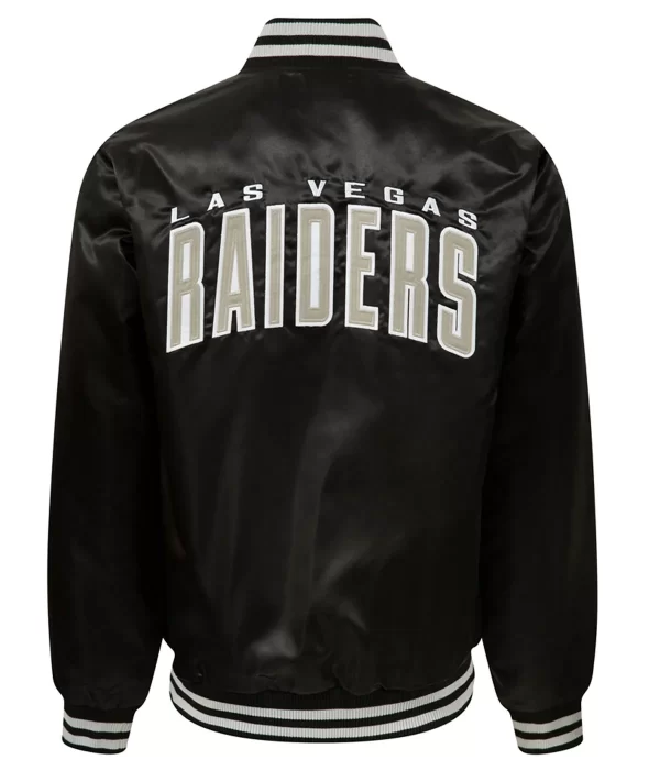 Wordmark Las Vegas Raiders Black Satin Jacket back