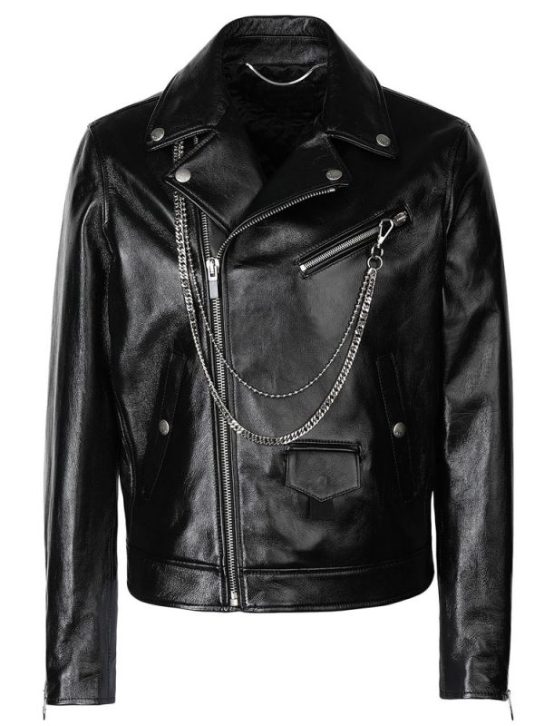 Men’s Motorcycle Chains Genuine Leather Jacket A2 Jackets