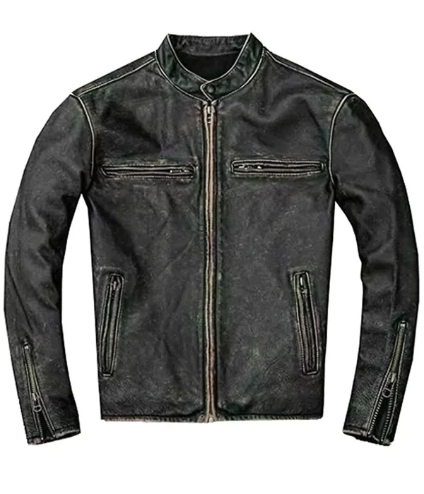 Men’s Faded Black Leather Jacket