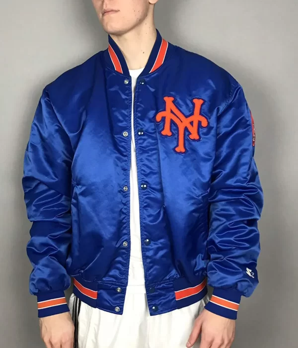 Mets New York Blue Satin Jacket