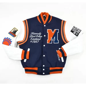 Morgan State University Motto 2.0 White and Blue leather Jacket