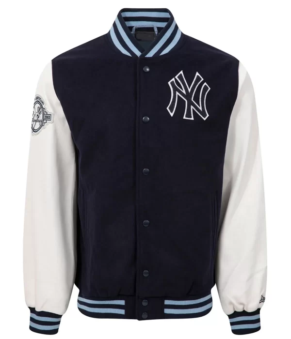MLB Patch NY Yankees Varsity Navy Blue Leather Jacket