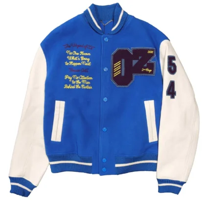Letterman Wizard of Oz Rainbow Plain Blue and White Jacket