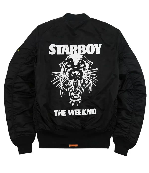 The Weeknd Starboy Panther XO Bomber Black Jacket back