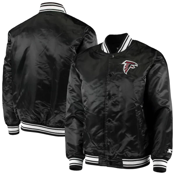 Men's Starter Black Atlanta Falcons Locker Room Satin Varsity Jacket