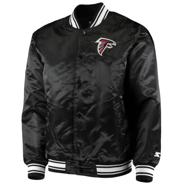 Men's Starter Black Atlanta Falcons Locker Room Satin Varsity Full-Snap Jacket