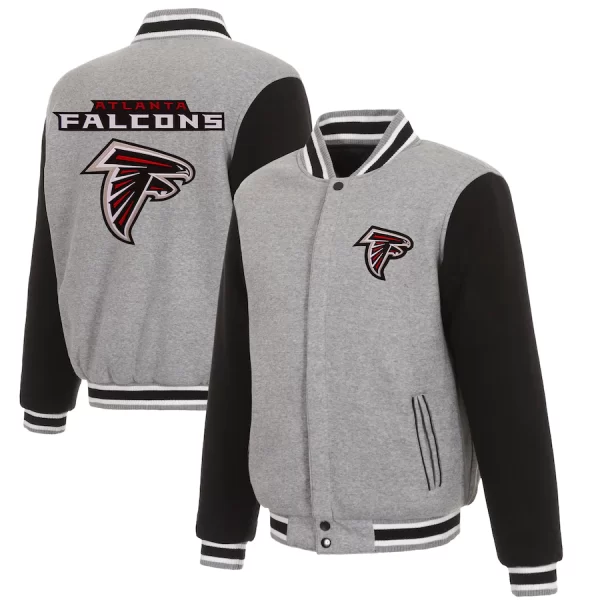 Men's JH Design Black/Gray Atlanta Falcons Reversible Fleece Full-Snap Jacket