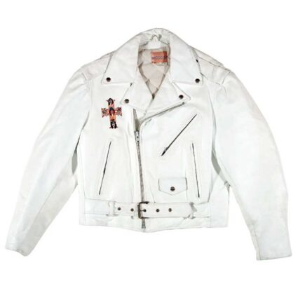 white Guns N Roses Axl Rose White Leather Jacket