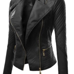 Motorcycle Designer Quilted Black Leather Jacket