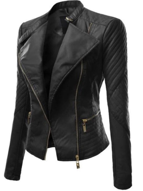 Motorcycle Designer Quilted Black Leather Jacket