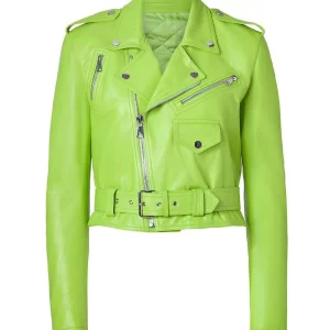 Women’s Green Lime Leather Motorcycle Jacket