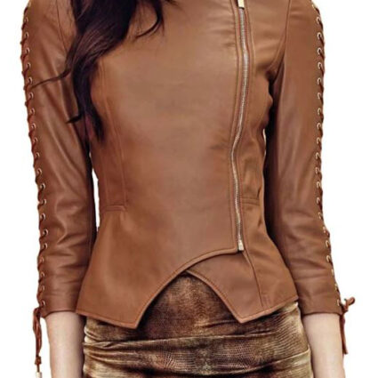 Designer Party Wear Brown Leather Jacket