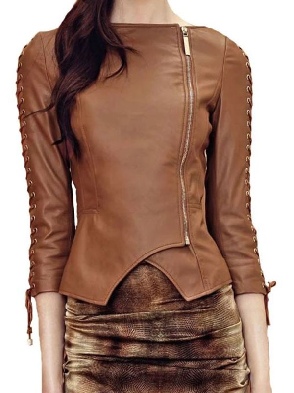 Designer Party Wear Brown Leather Jacket