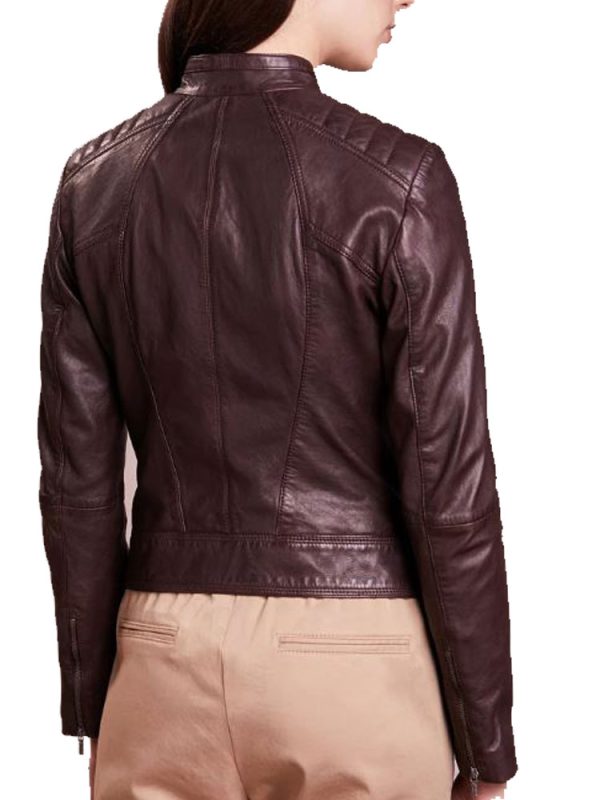 Women’s HJ233 Brown Designer Leather Jacket