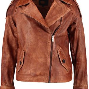 Motorcycle Asymmetrical Vintage Brown Leather Jacket