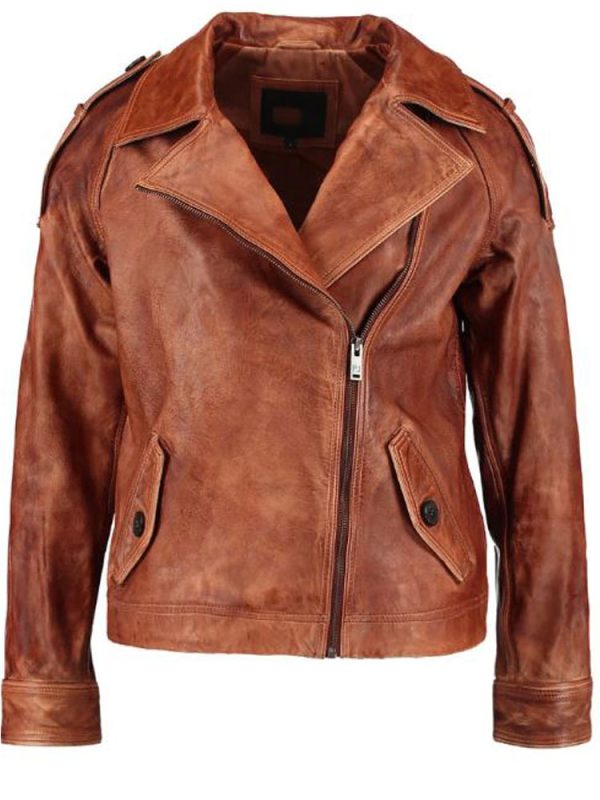 Motorcycle Asymmetrical Vintage Brown Leather Jacket