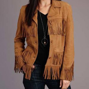 Birdy Brown Fringe Leather Jacket