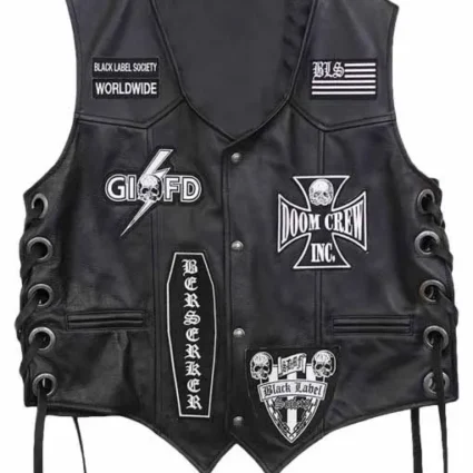 Men's Black Leather Society Vest