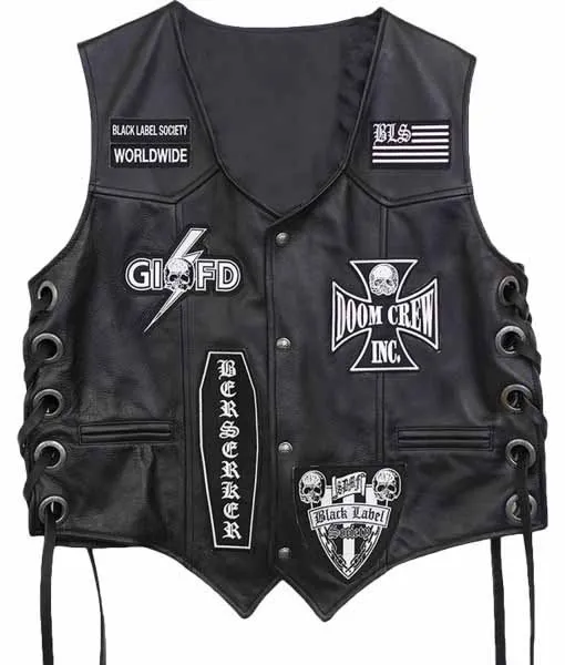 Men's Black Leather Society Vest
