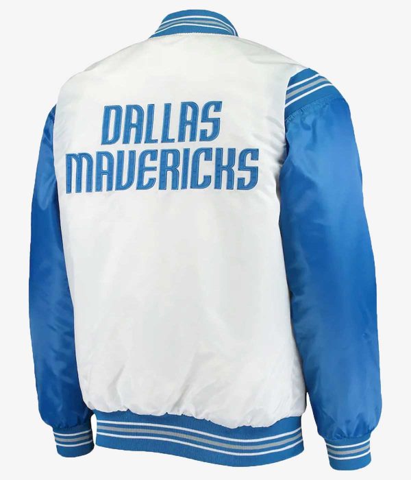 Dallas Mavericks Renegade Full-Snap Blue and White Satin Jacket back