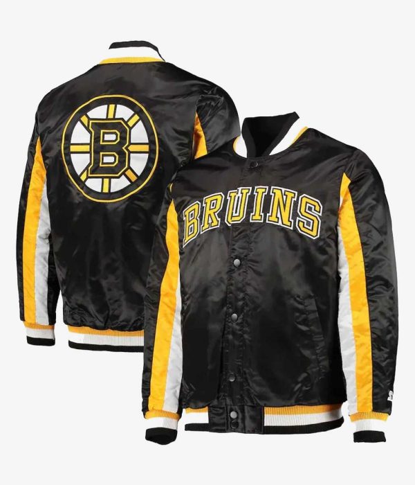 Boston Bruins The Ace Varsity Satin Jacket double