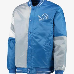 Detroit Lions Leader Varsity Satin Blue/Gray Jacket