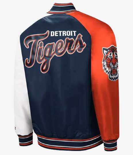 Detroit Tigers Reliever Satin Raglan Jacket back
