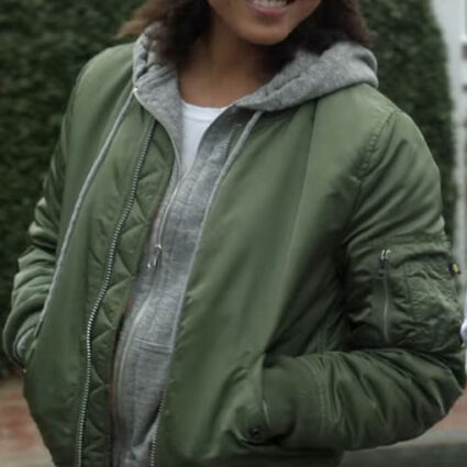 Jackie Quinones Hightown S02 Green satin Jacket