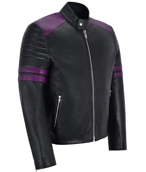 Jason Purple Strips Racing Black Jacket