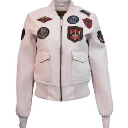 Womens Top Gun Vegan Light Pink Leather Jacket