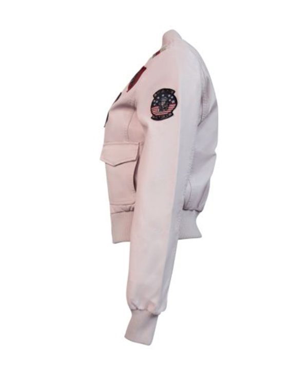 Top Gun Light Pink Womens Vegan Leather Jacket