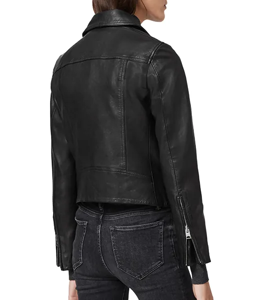 Mary Campbell Biker Leather black Jacket