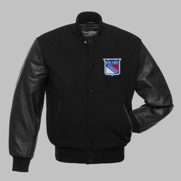 New York Rangers Black Letterman Jacket